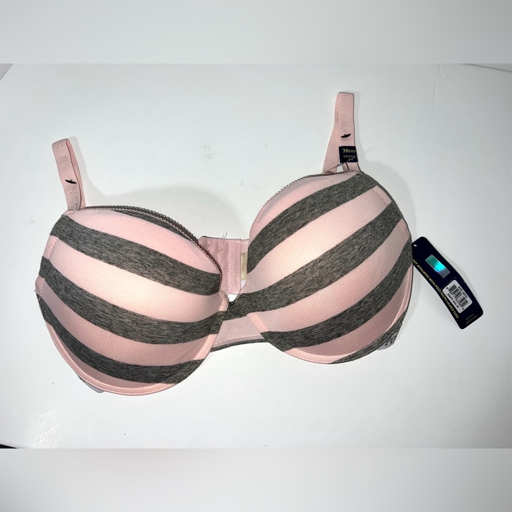 NWT Push-Up Bras U.S Polo Grey-Pink stripes‎ 38DD Underwire